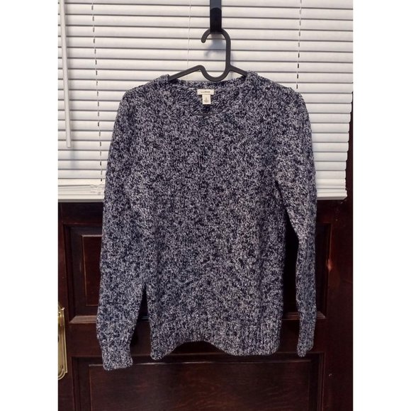 LL Bean Women's Navy & White 100% Cotton Pull Over Sweater Size S - Picture 1 of 8